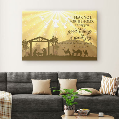 Good Tidings Of Great Joy, Christmas Nativity Scene, Wall Art Canvas
