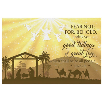 Good Tidings Of Great Joy, Christmas Nativity Scene, Wall Art Canvas