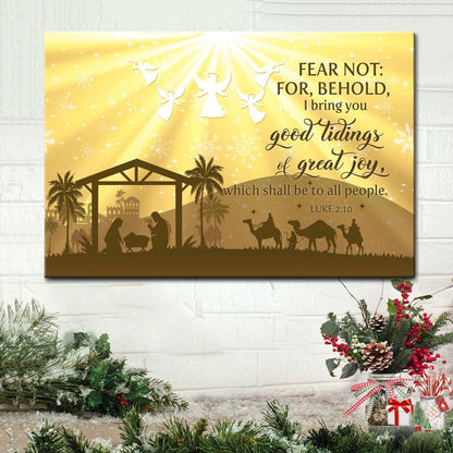 Good Tidings Of Great Joy, Christmas Nativity Scene, Wall Art Canvas