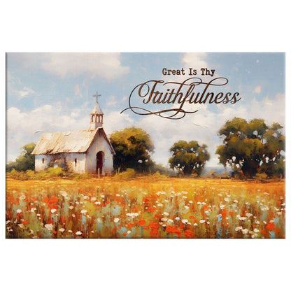 Great is Thy Faithfulness Wall Art, Old Chapel in a Field, Christian Canvas Print
