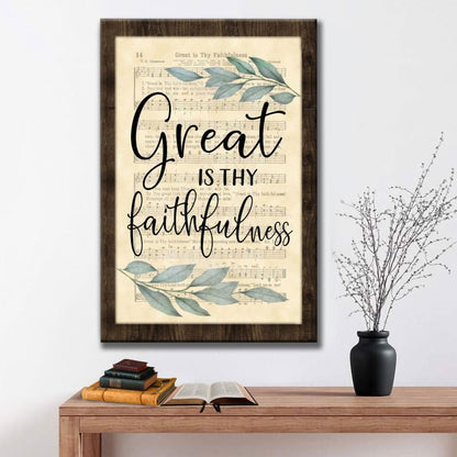Rustic, Great Is Thy Faithfulness Wall Art Canvas, Christian Hymns Wall Art