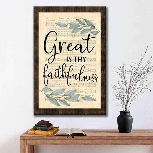 Rustic, Great Is Thy Faithfulness Wall Art Canvas, Christian Hymns Wall Art