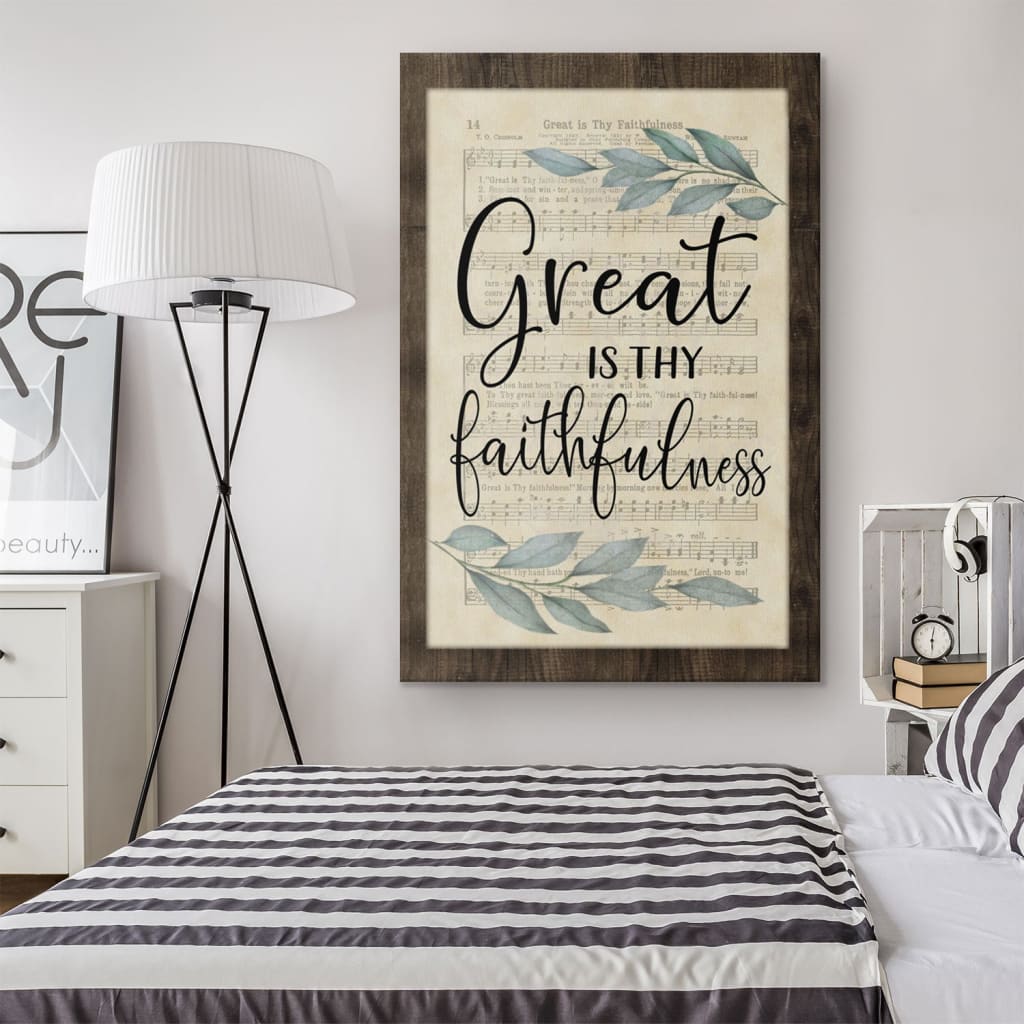 Rustic, Great Is Thy Faithfulness Wall Art Canvas, Christian Hymns Wall Art