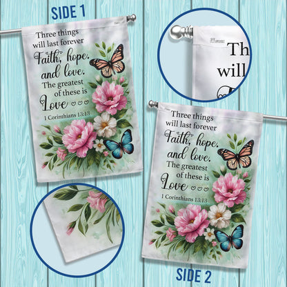 Faith, Hope, Love – Timeless Bible Verse Flag | Christian Decor for Home & Heart –