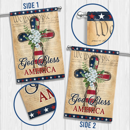 Flagwix American Flag - Patriotic God Bless America 4th of july Christian Cross Flag