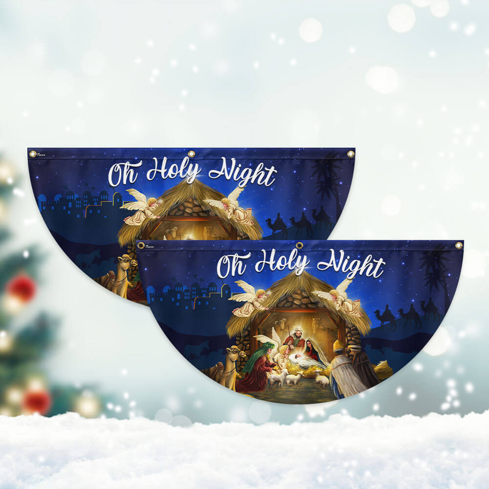 Nativity Of Jesus Christmas Fan Flag Holy Night Christmas Non-Pleated Fan Flag