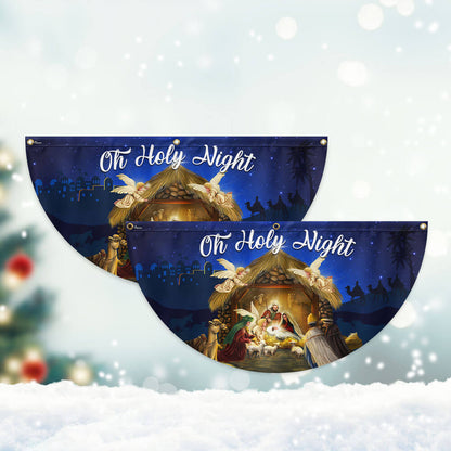 Nativity Of Jesus Christmas Fan Flag Holy Night Christmas Non-Pleated Fan Flag