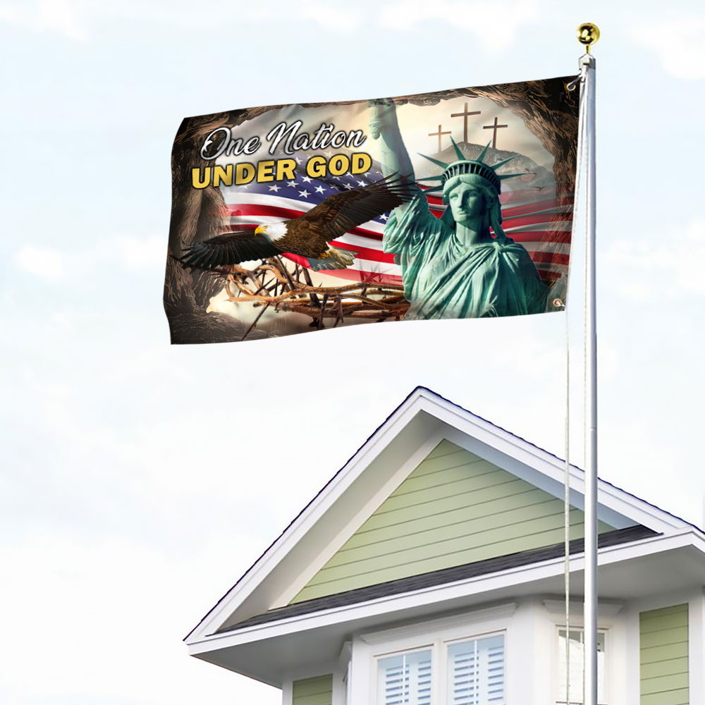 Christian Cross Grommet Flag One Nation Under God