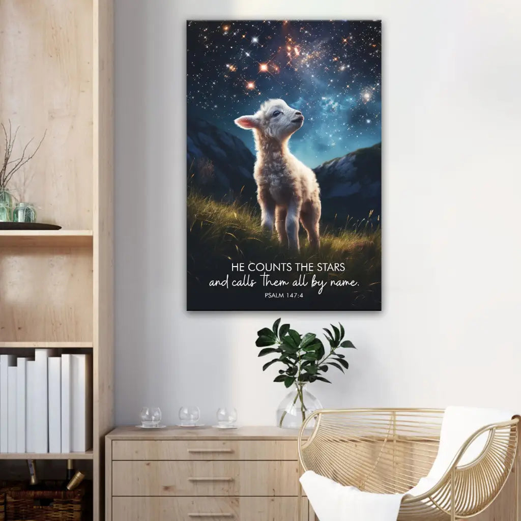 He Counts The Stars And Calls Them All By Name Psalm 147:4 Wall Art Canvas