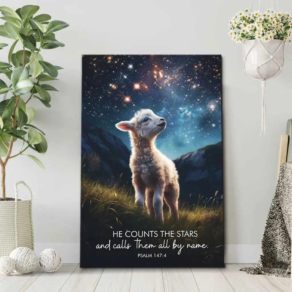 He Counts The Stars And Calls Them All By Name Psalm 147:4 Wall Art Canvas