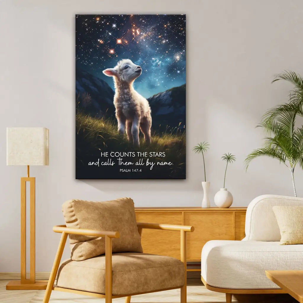 He Counts The Stars And Calls Them All By Name Psalm 147:4 Wall Art Canvas