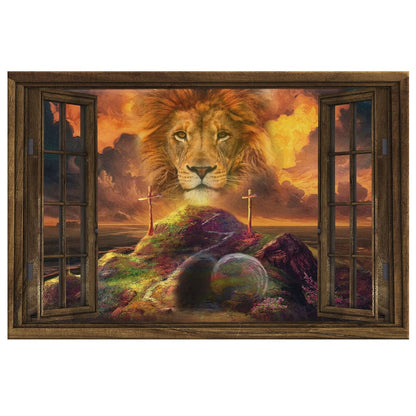 He Is Risen Canvas, Lion Of Judah Easter Wall Art Canvas
