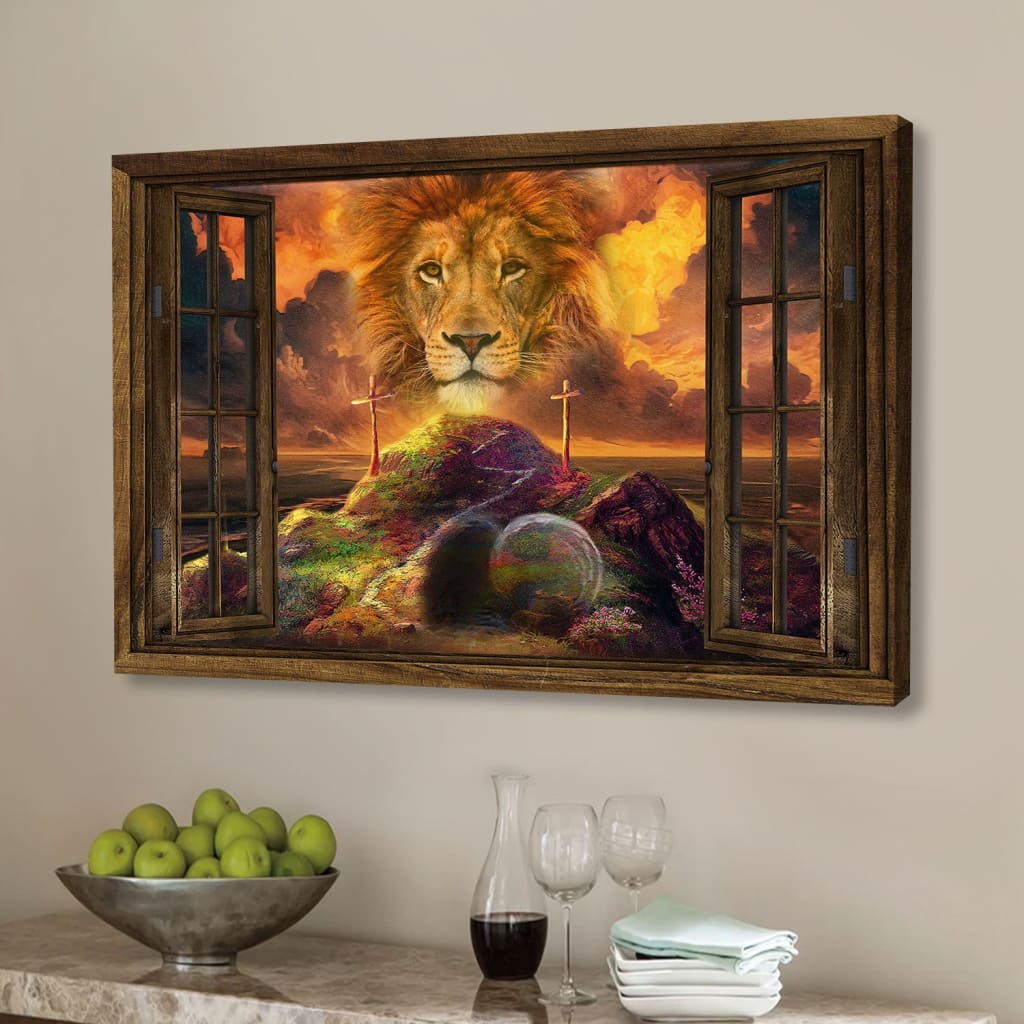 He Is Risen Canvas, Lion Of Judah Easter Wall Art Canvas