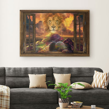 He Is Risen Canvas, Lion Of Judah Easter Wall Art Canvas