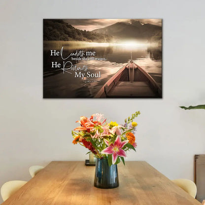He Leadeth Me Beside the Still Waters Psalm 23:2-3 Wall Art Canvas