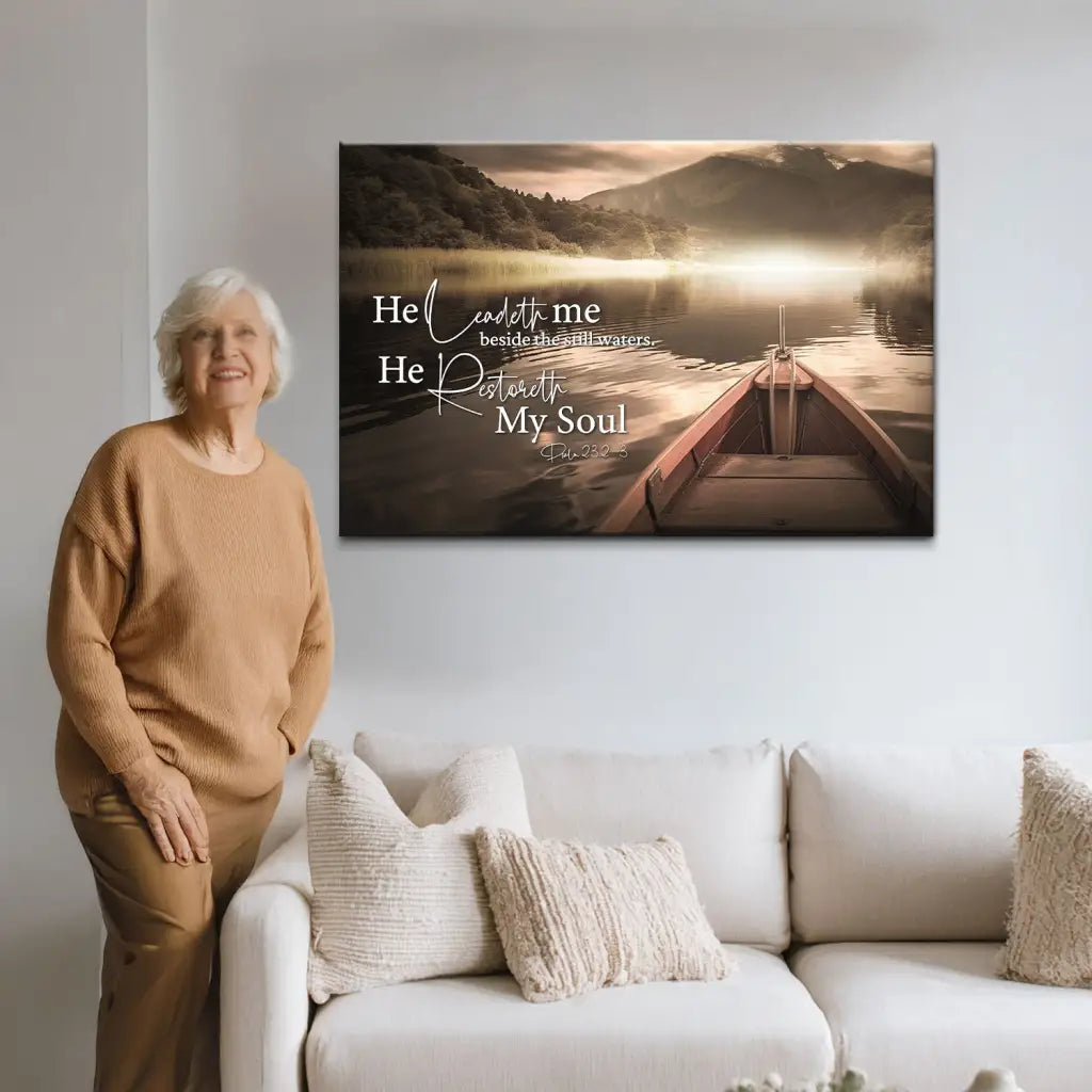 He Leadeth Me Beside the Still Waters Psalm 23:2-3 Wall Art Canvas