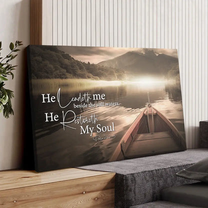 He Leadeth Me Beside the Still Waters Psalm 23:2-3 Wall Art Canvas