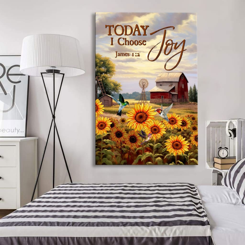 Today I Choose Joy, American Farm, James 1:2 Wall Art Canvas