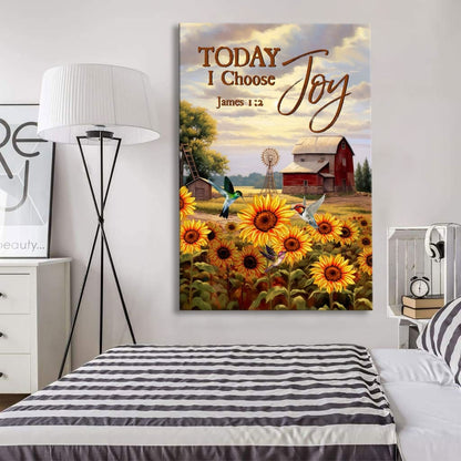 Today I Choose Joy, American Farm, James 1:2 Wall Art Canvas