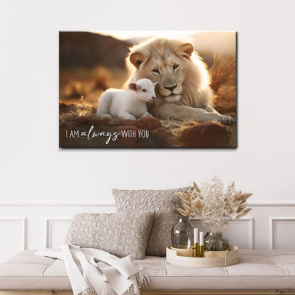 I Am Always With You, Lion and Lamb, Christian Wall Art Canvas