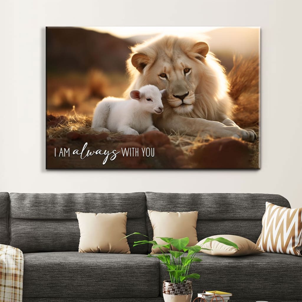 I Am Always With You, Lion and Lamb, Christian Wall Art Canvas