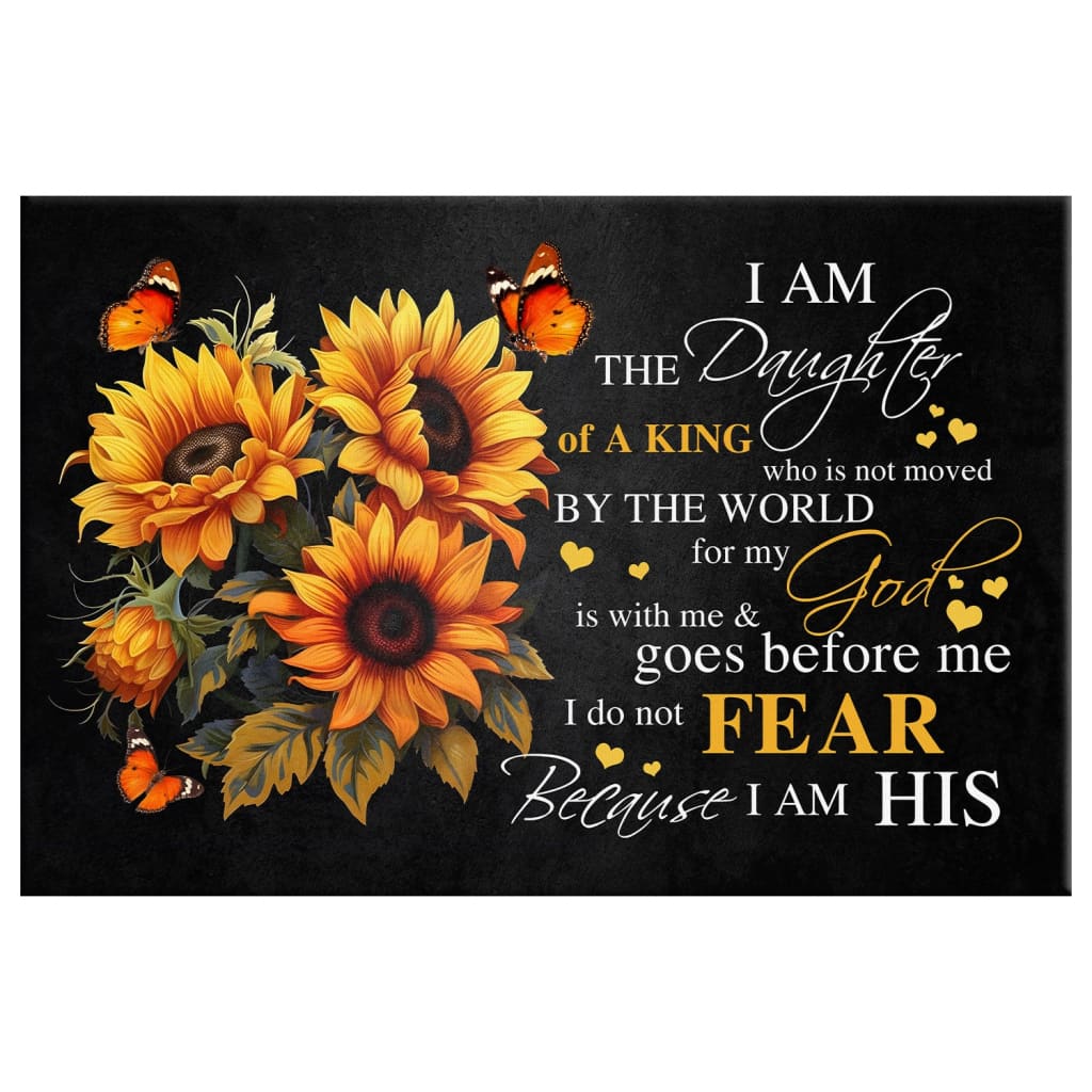 Christian Wall Art - I Am the Daughter of a King Canvas, Butterfly Sunflower