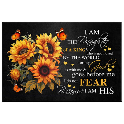 Christian Wall Art - I Am the Daughter of a King Canvas, Butterfly Sunflower