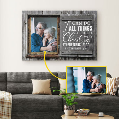 Personalized "I Can Do All Things Through Christ" Wall Art Canvas with Custom Photo