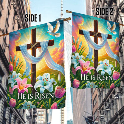 Easter Christian Cross Jesus He Is Risen Flag