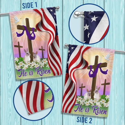 Easter Jesus Cross He Is Risen Flag