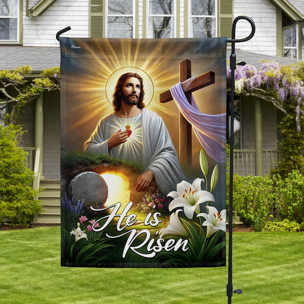 Easter Cross Resurrection He Is Risen Flag