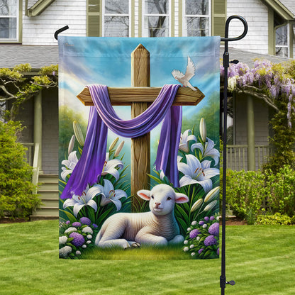 FLAGWIX  Easter Day Lamb Purple Cloth on Cross Flag