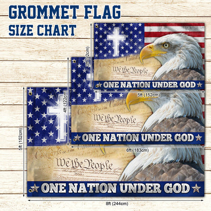 One Nation Under God, Christian Cross American Eagle Grommet Flag