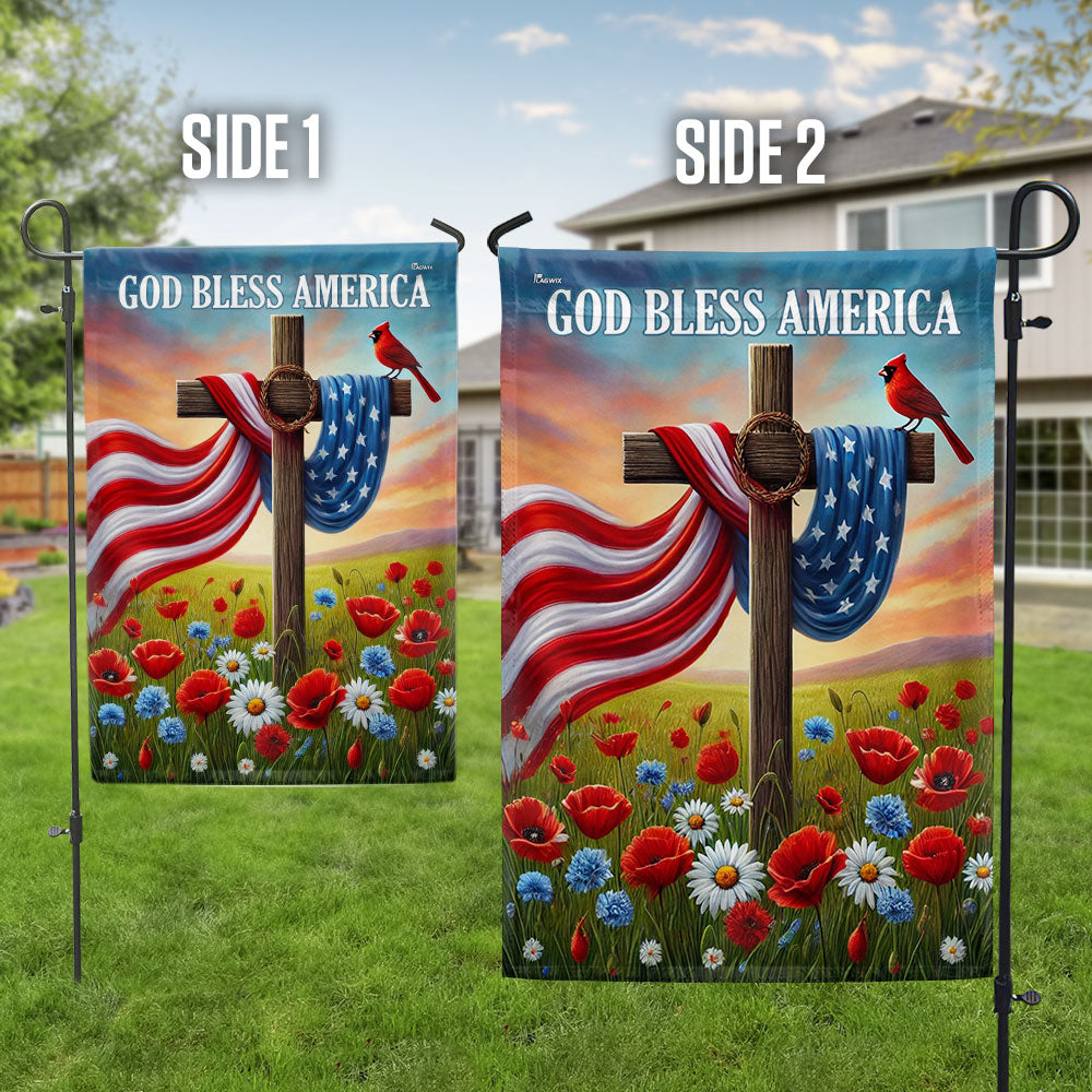 Flagwix American Flag - Christian Cross Independence Day God Bless America Flag