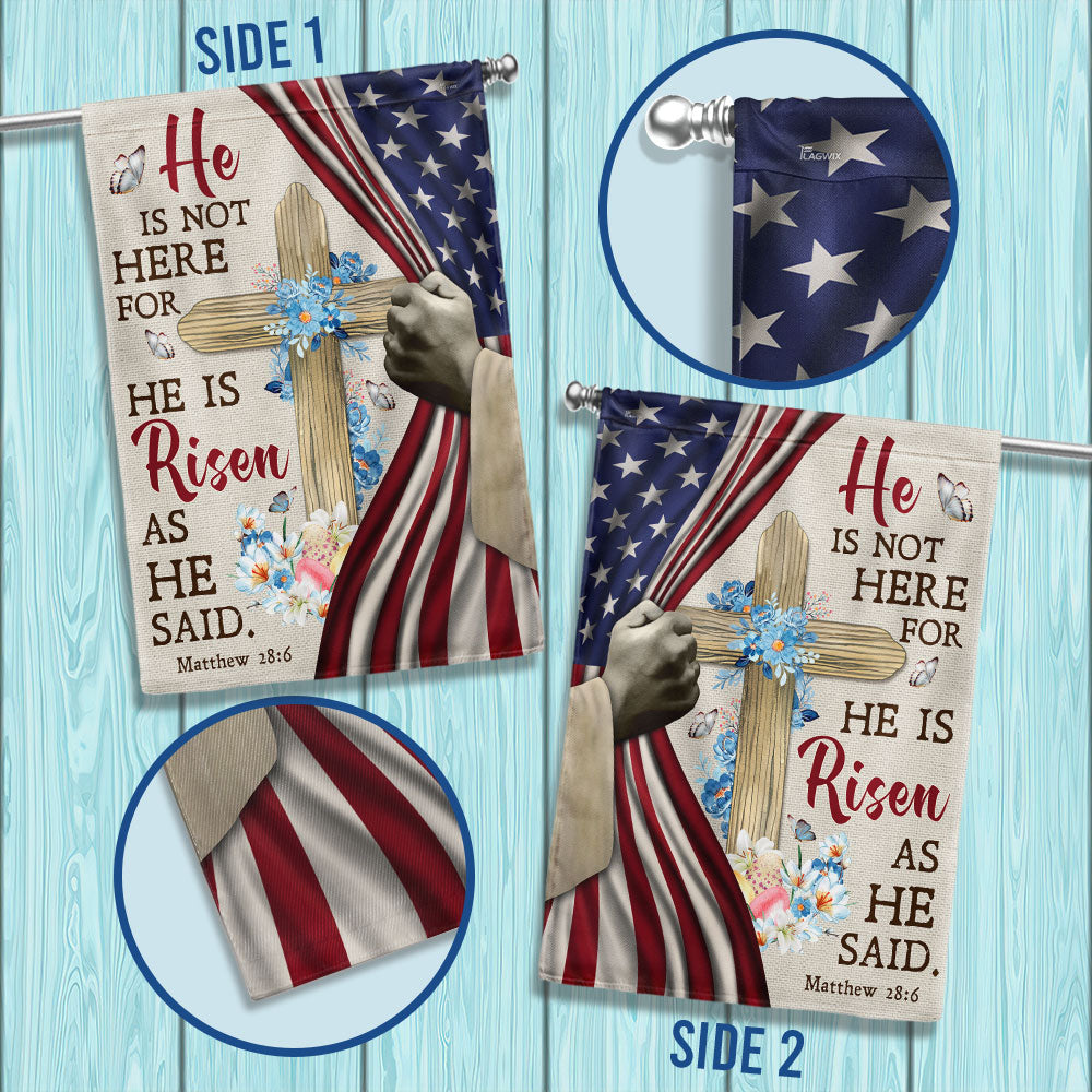 Easter Jesus Christ He Is Not Here For He Is Risen As He Said Flag