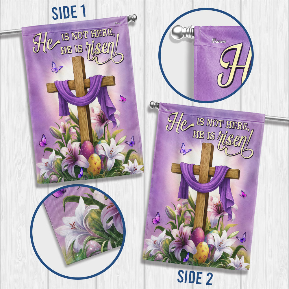 Easter Cross and Lily Flag He Is Not Here He Is Risen Flag