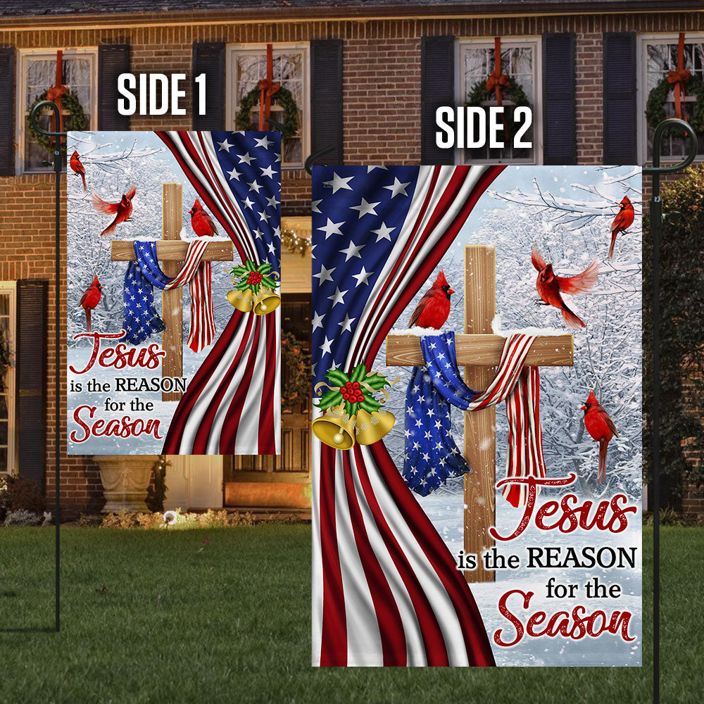 Jesus Christ Cross Flag  Jesus is The Reason for Season Christmas Flag MLN687Fv1