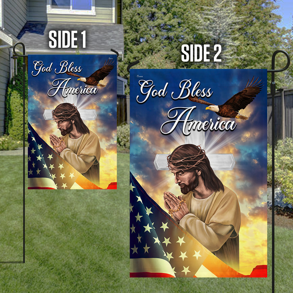 Jesus Cross Flag God Bless America