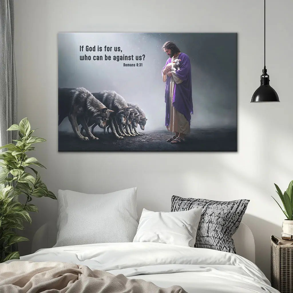 If God is for Us Who Can Be Against Us Romans 8:31 Wall Art Canvas