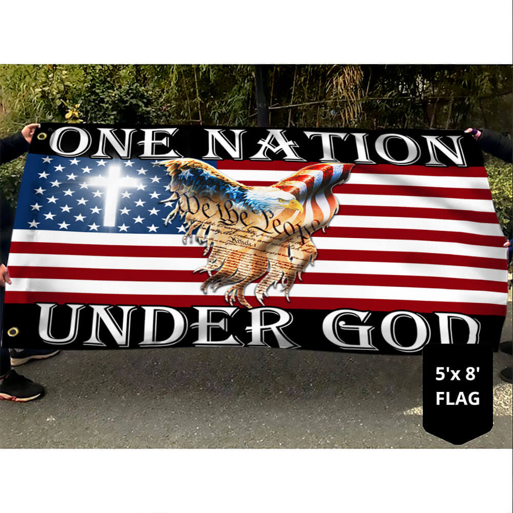 Flagwix American Flag - One Nation Under God Patriotic Eagle American Grommet Flag