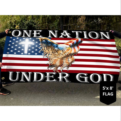 Flagwix American Flag - One Nation Under God Patriotic Eagle American Grommet Flag
