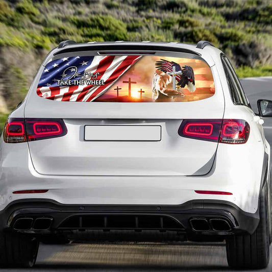 Jesus Take The Wheel Eagle Rear Window Decal