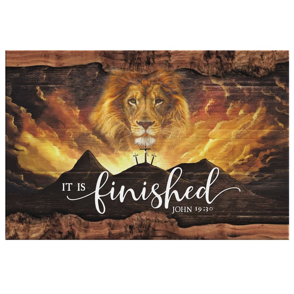 It Is Finished Wall Art, John 19:30 Jesus Lion Easter Wall Art Canvas