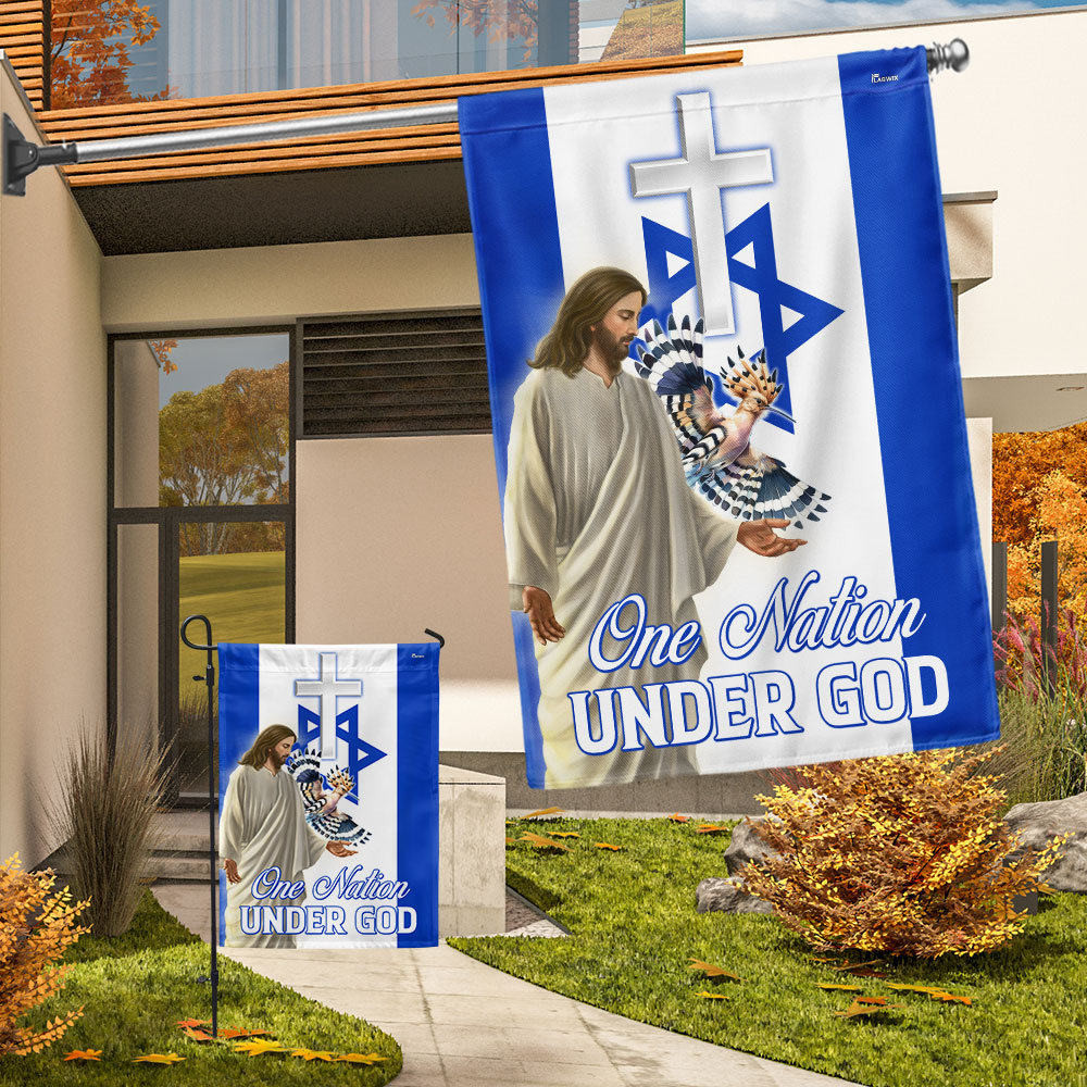 One Nation Under God Israel Jesus Christ Hoopoes Bird Flag