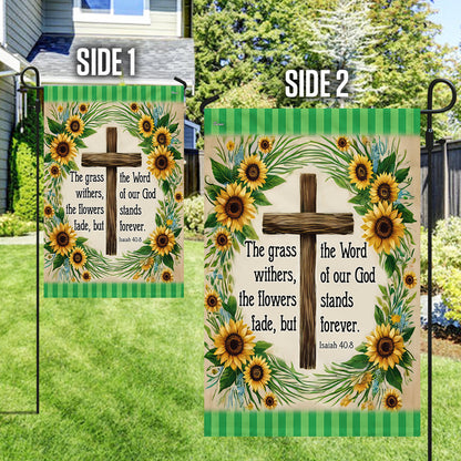 Bible Verse Christian Flag The Word Of Our God Stands Forever Flower Garden House Flag