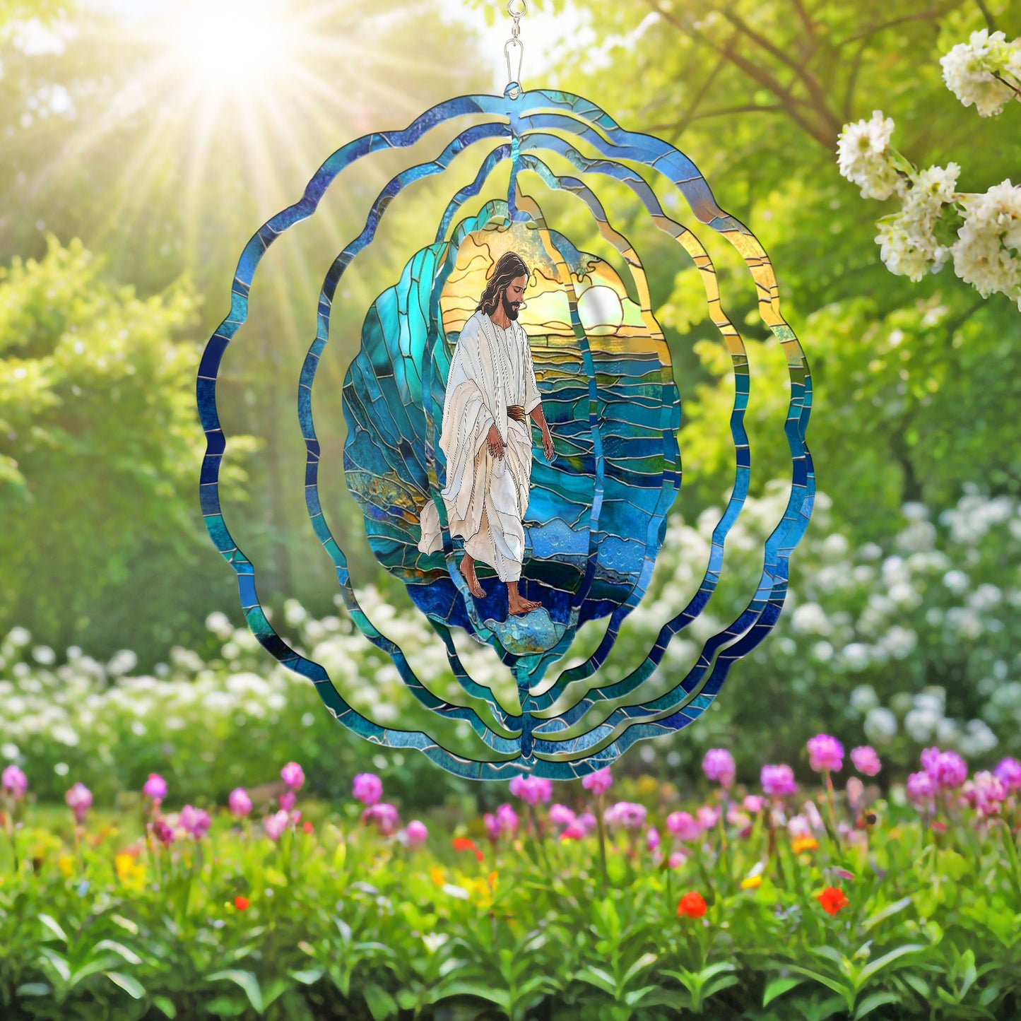 Jesus Walks on Water Wind Spinner