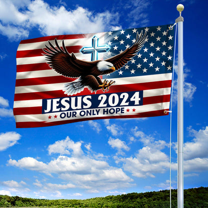 Jesus Our Hope American Eagle Grommet Flag