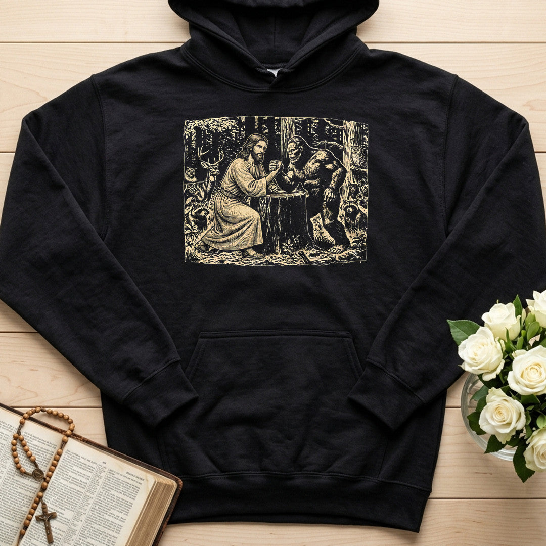 Jesus And Bigfoot Arm Wrestling 01