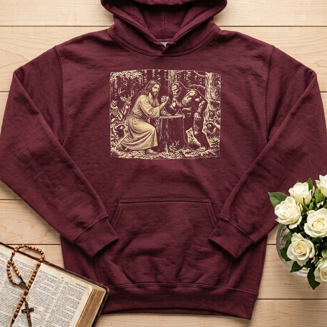 Jesus And Bigfoot Arm Wrestling 01