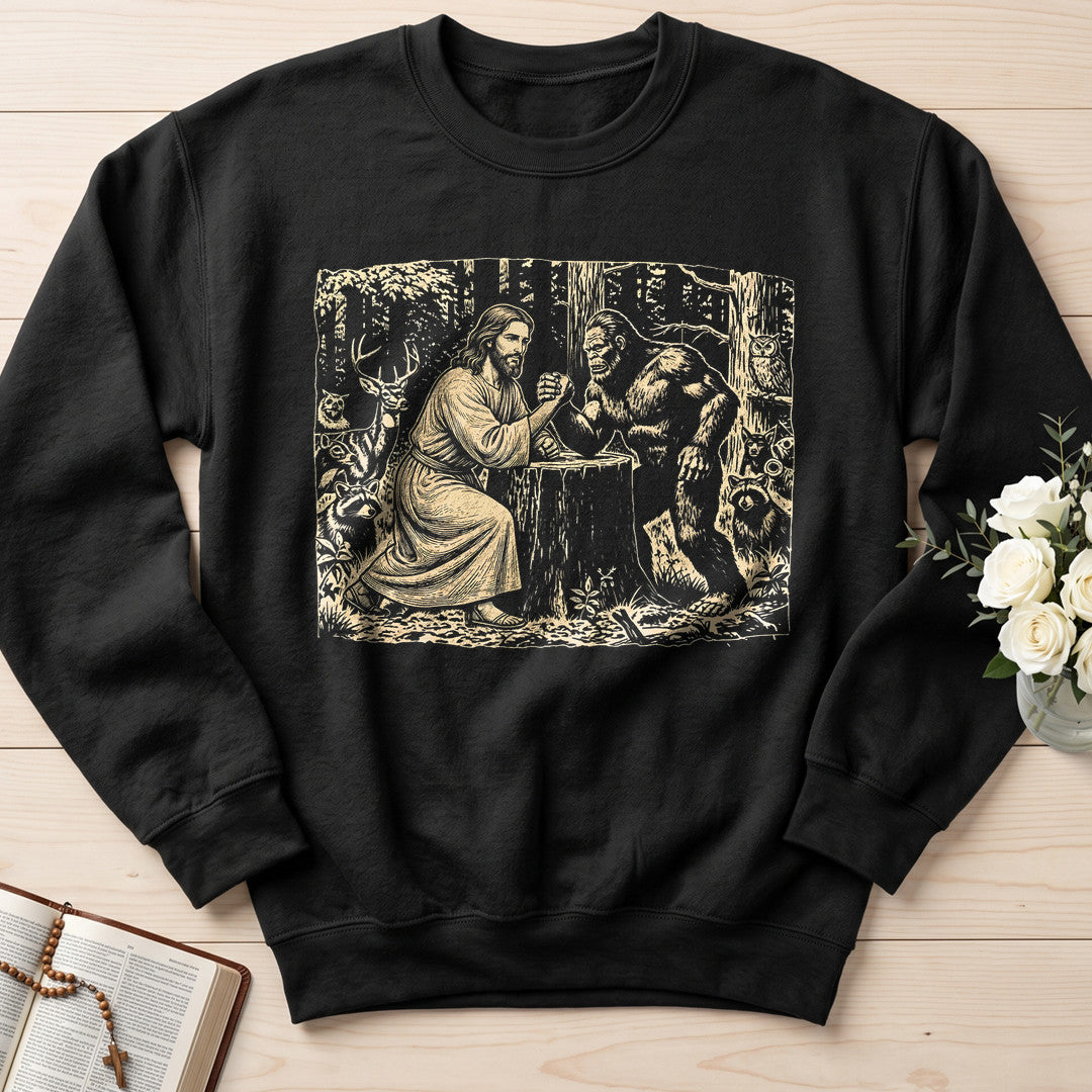 Jesus And Bigfoot Arm Wrestling 01